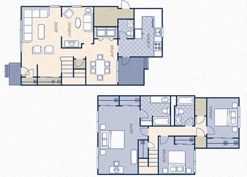 Floor plan for 3 beds, 2 baths, 1450 sqft